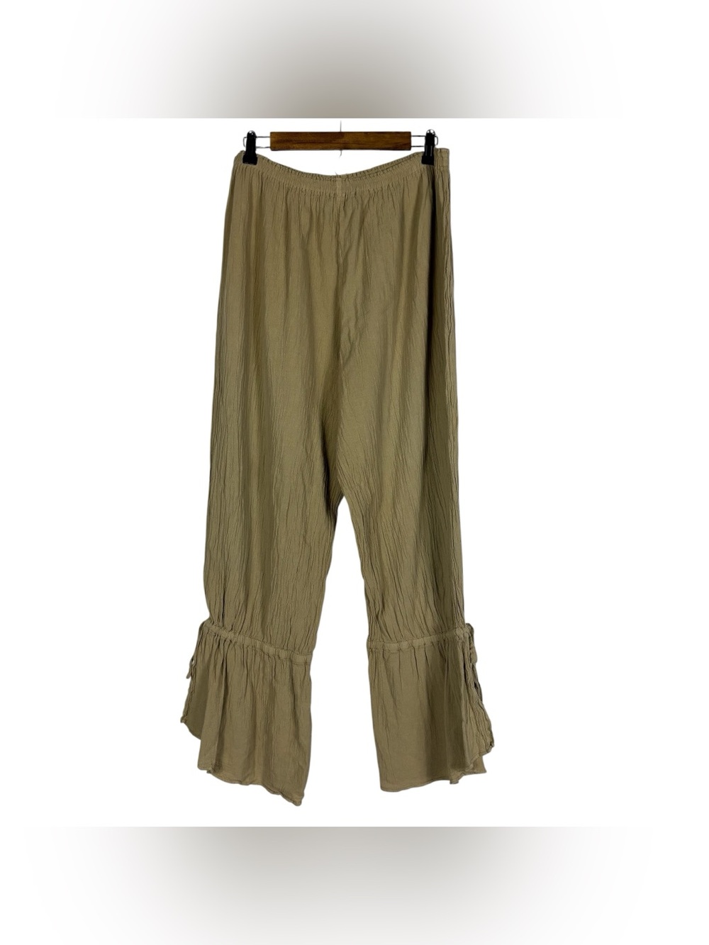 Cottonways Beige Pull On Cropped Wide Leg Pants Gauze Boho Lagenlook Size 3